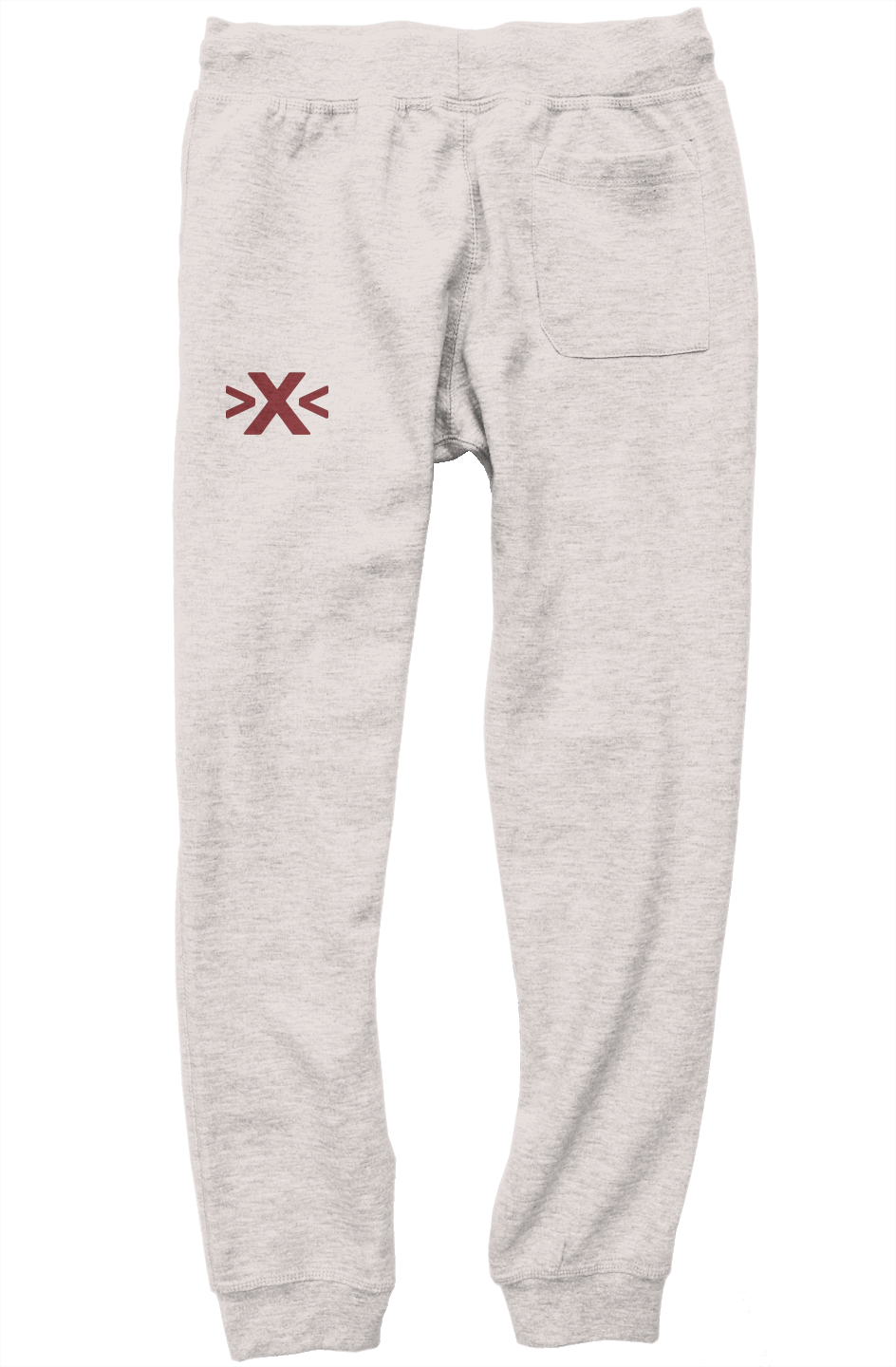 Gray sweatpants with a red x logo on a white background. X Cruiser Red Joggers Pride Clothing Co.