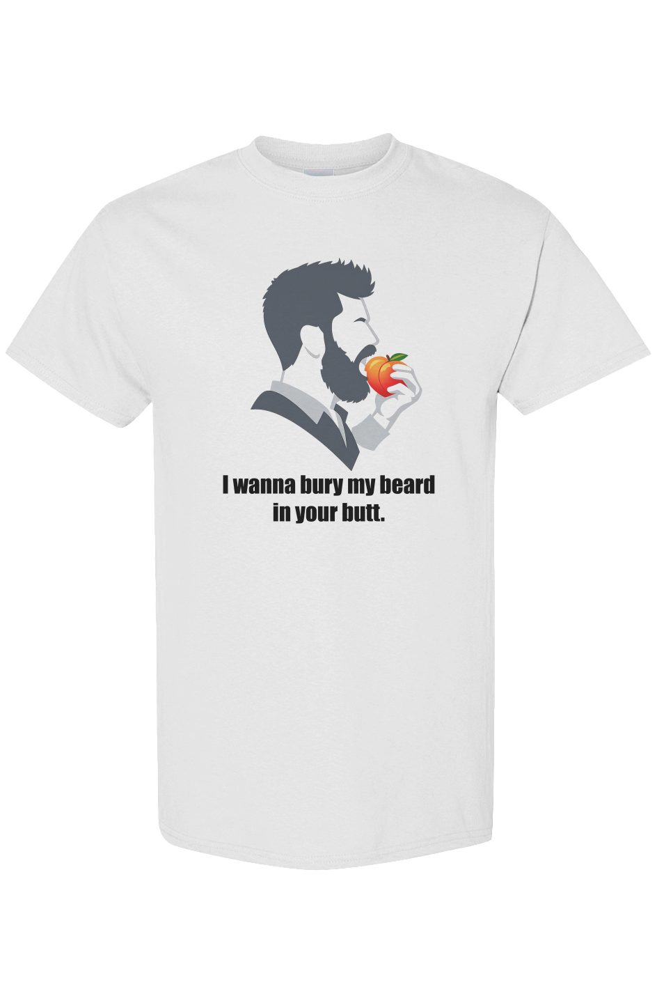 Man wearing X Collection: Express Edition - Large Logo Bury My Beard In Your Butt Graphic Tee. Funny Gay Shirts, Funny Pride Shirts, and Pride T-Shirts by Pride Clothing Co.