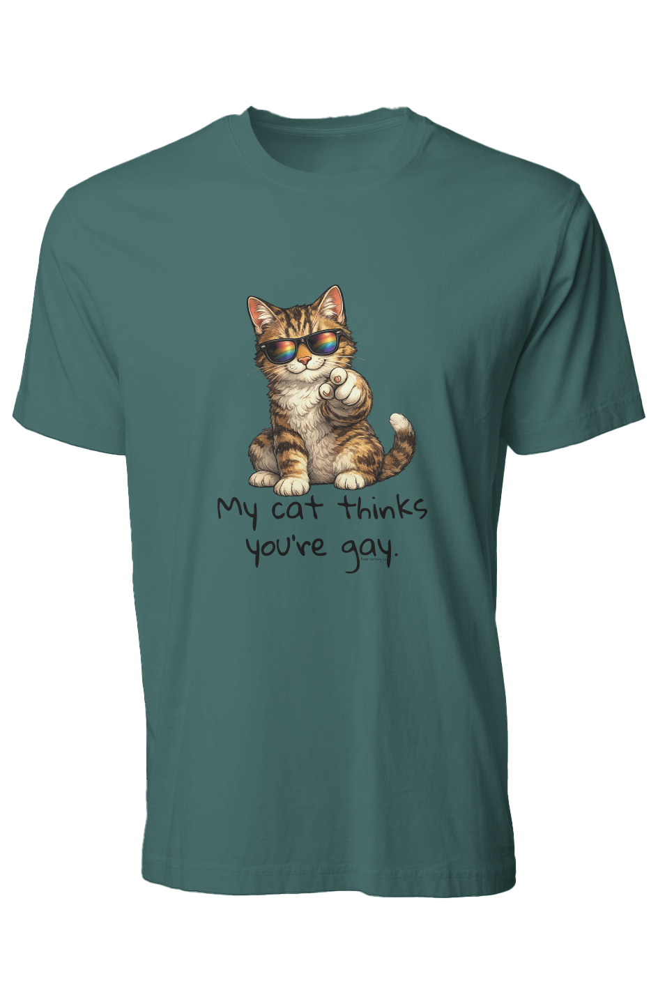 X Collection: My Cat Thinks You're Gay - Pigment Dyed Graphic Tee - Pride Shirts - Pride T-Shirt - Funny Pride Shirt - Pride Clothing Co.