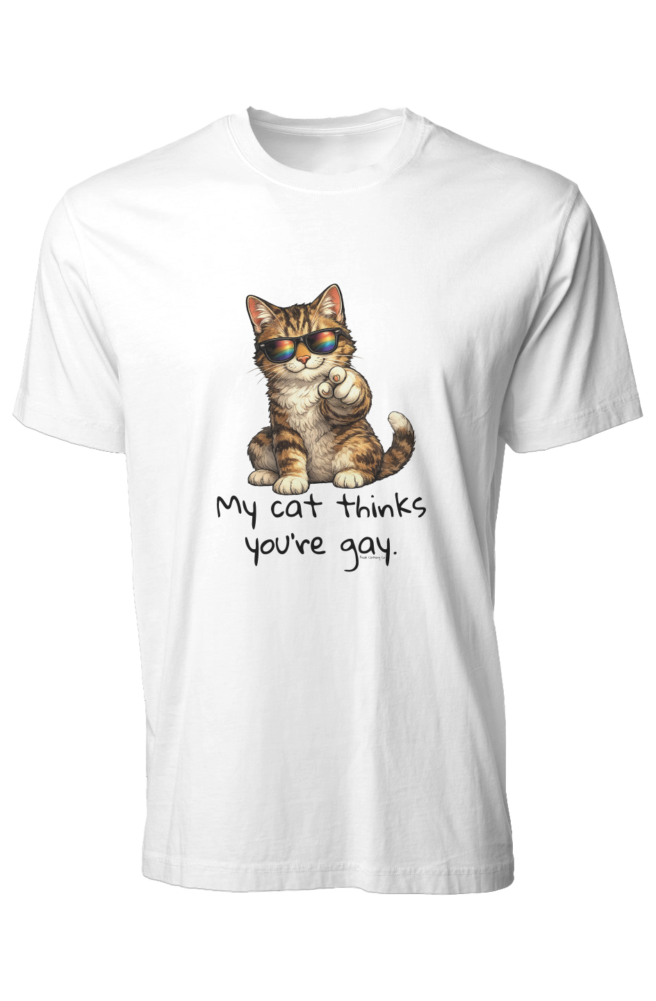 X Collection: My Cat Thinks You're Gay - Pigment Dyed Graphic Tee - Pride Shirts - Pride T-Shirt - Funny Pride Shirt - Pride Clothing Co.