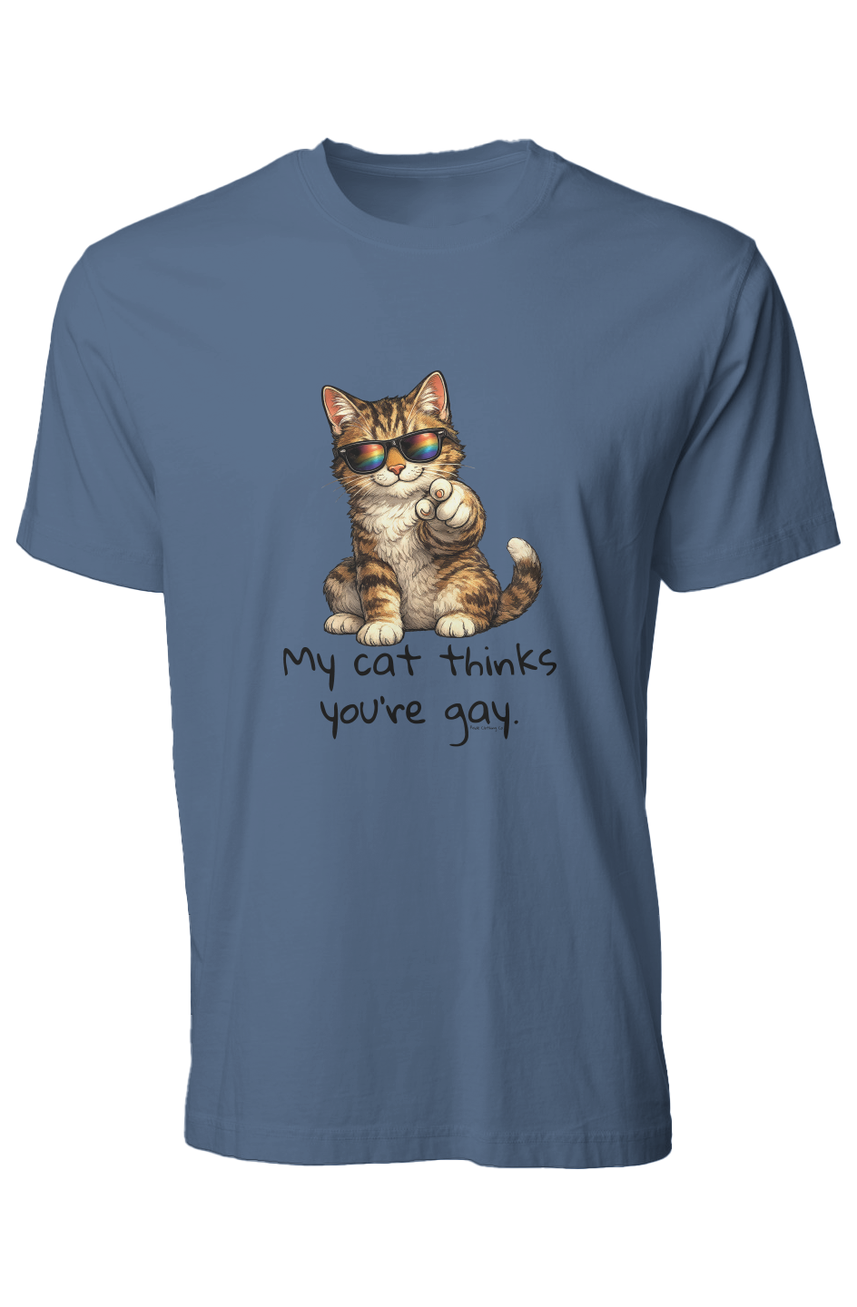 X Collection: My Cat Thinks You're Gay - Pigment Dyed Graphic Tee - Pride Shirts - Pride T-Shirt - Funny Pride Shirt - Pride Clothing Co.