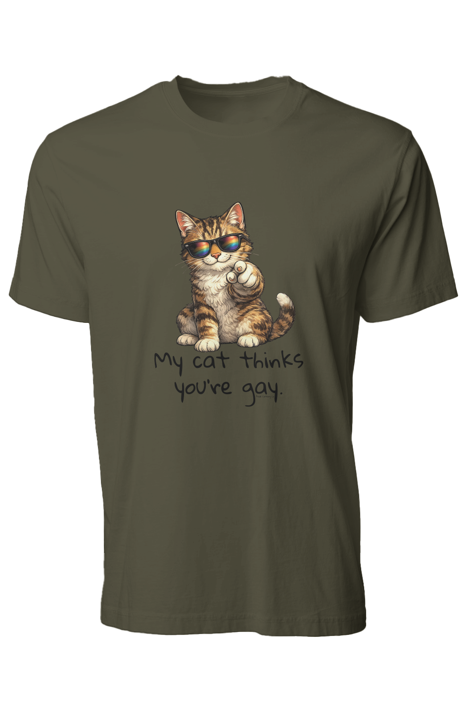 X Collection: My Cat Thinks You're Gay - Pigment Dyed Graphic Tee - Pride Shirts - Pride T-Shirt - Funny Pride Shirt - Pride Clothing Co.