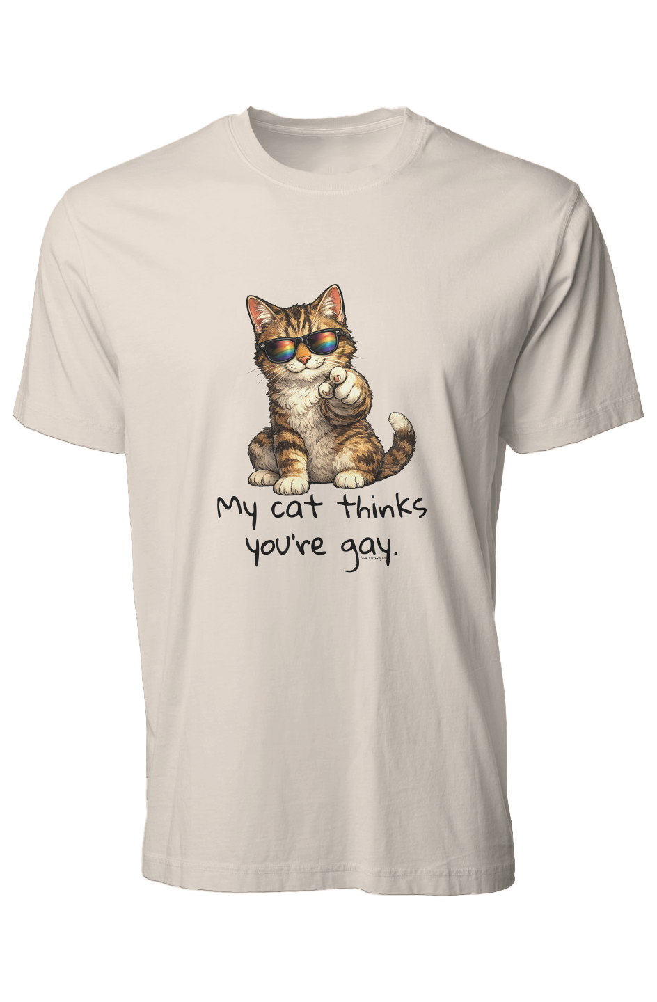 X Collection: My Cat Thinks You're Gay - Pigment Dyed Graphic Tee - Pride Shirts - Pride T-Shirt - Funny Pride Shirt - Pride Clothing Co.