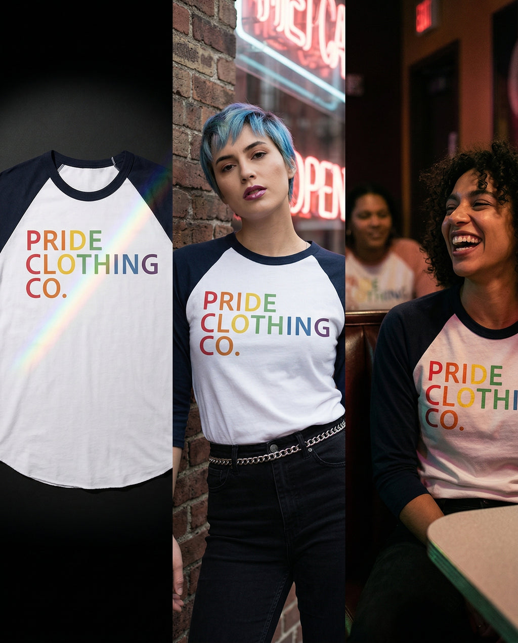 PCC Vintage Large Print Raglan Tee (Unisex) - Pride T-Shirt