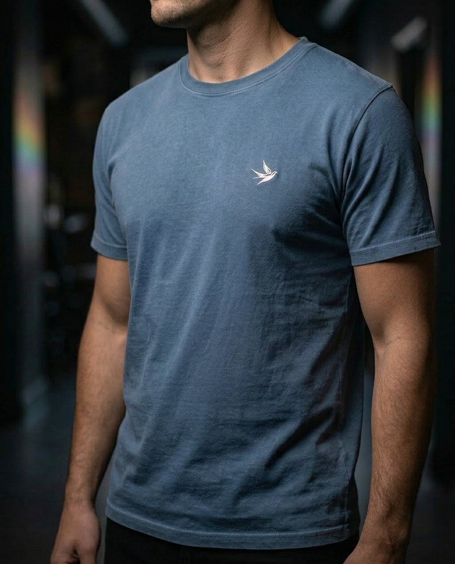 DL Collection: Embroidered Swallow Logo Pigment Dyed Tee - Pride Shirts - Pride T-Shirt