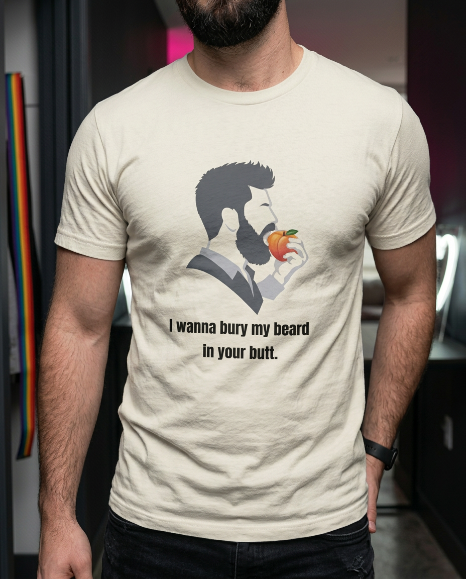 X Collection: Large Logo Bury Beard in Butt Graphic T-Shirt - Premium Organic Cotton