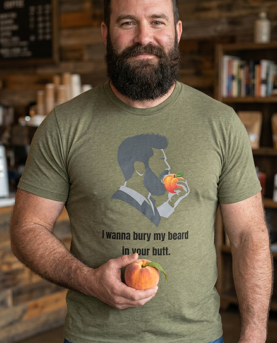 X Collection: Large Logo Bury Beard in Butt Graphic T-Shirt - Premium Organic Cotton