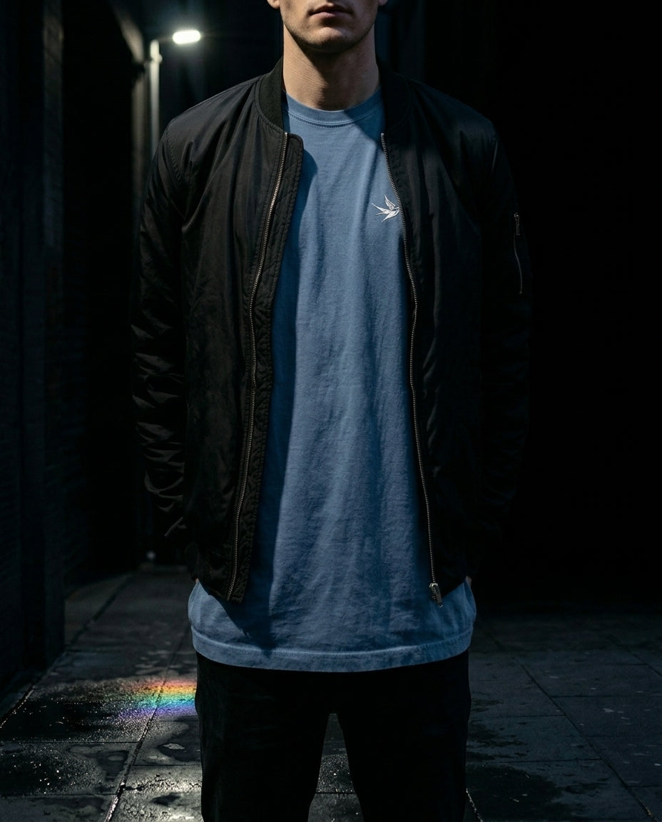 DL Collection: Embroidered Swallow Logo Pigment Dyed Tee - Pride Shirts - Pride T-Shirt