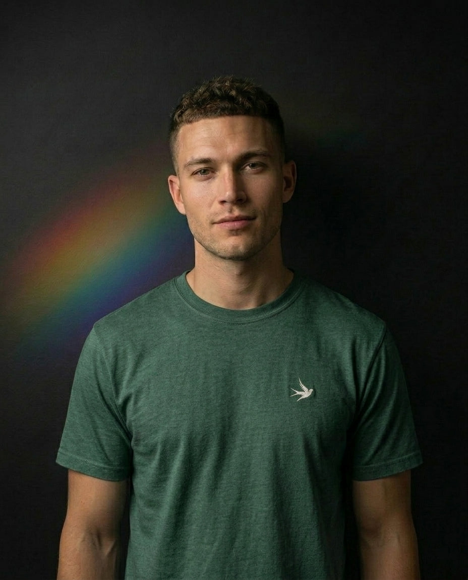 DL Collection: Embroidered Swallow Logo Pigment Dyed Tee - Pride Shirts - Pride T-Shirt