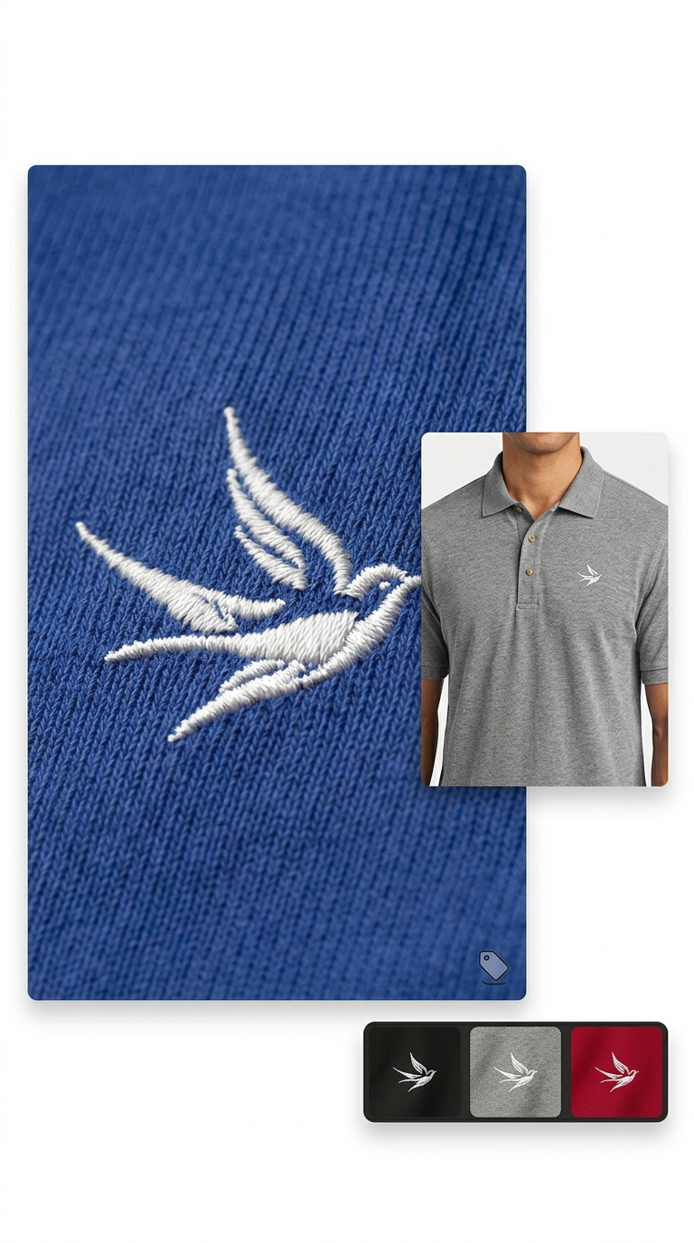 DL Collection Heavyweight Embroidered Swallow Logo Cotton Pique Polo - Pride Shirts